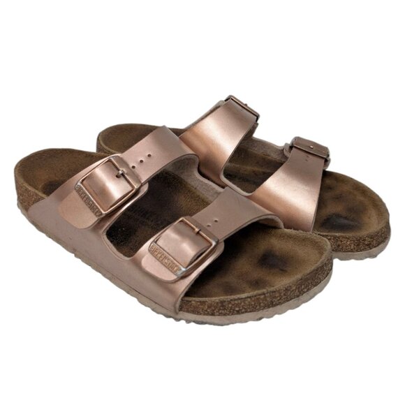 Birkenstock Arizona Slide Sandals Girls Rose Gold Slip On Size EU 32 US 1 - Picture 5 of 11